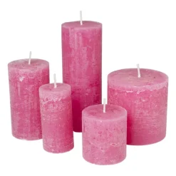 Kaars rustiek - roze - ø10x10 cm