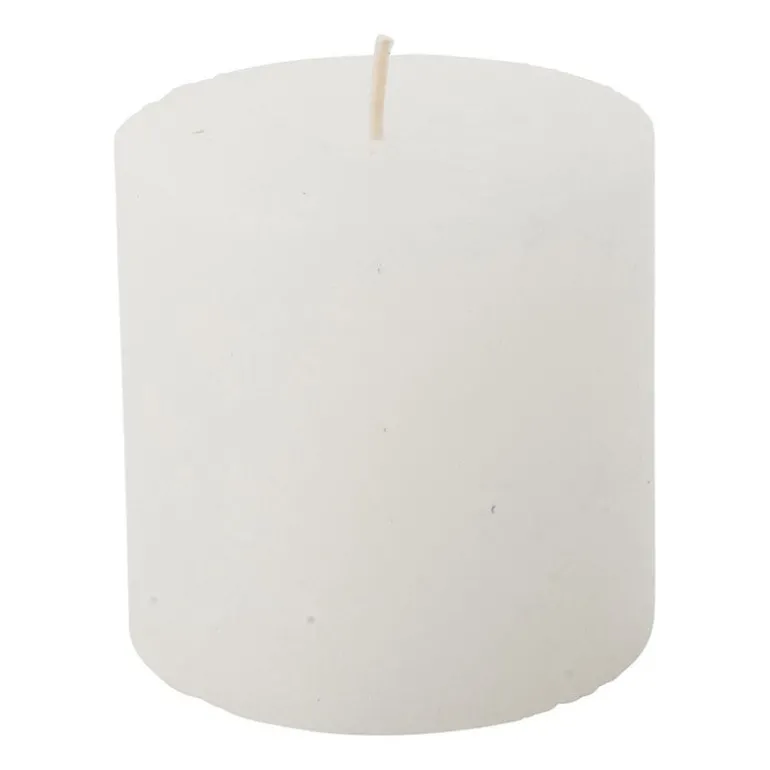Kaars rustiek - wit - 7x7 cm