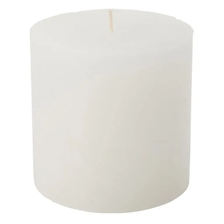 Kaars rustiek - wit - 10x10 cm