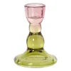 Kandelaar duo - roze/groen - ø6.5x8.8 cm