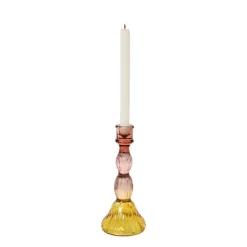 Kandelaar groot - rood/geel - ø9.5x23 cm