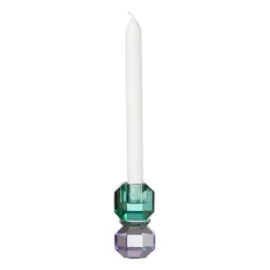 Kandelaar kristal - groen/paars - ø5.5x9 cm