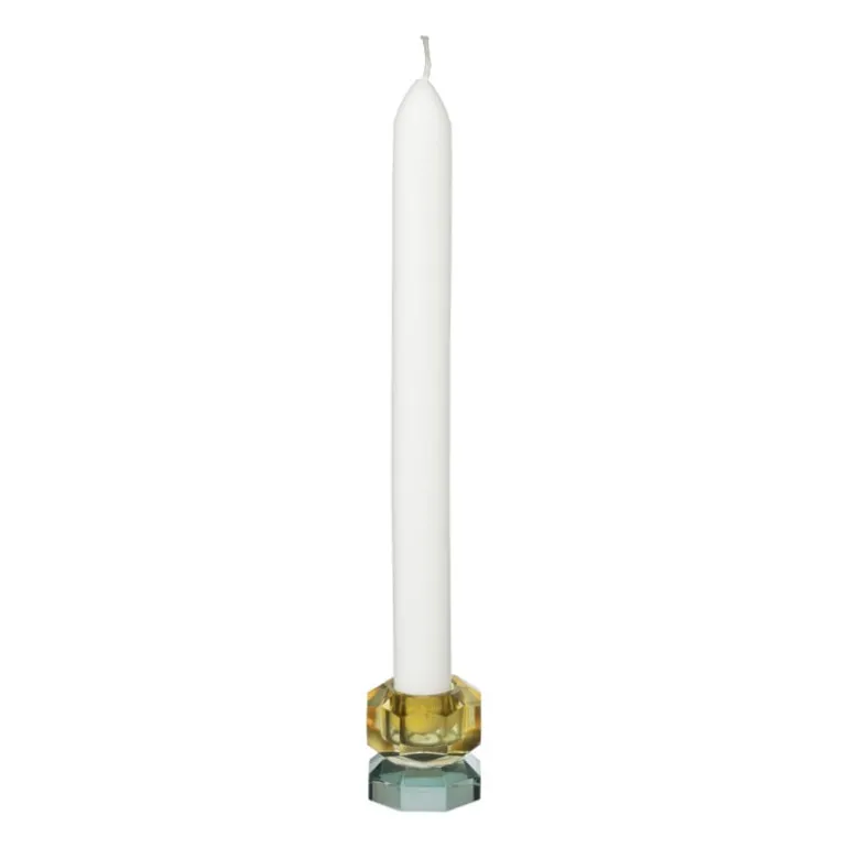 Kandelaar kristal 2-laags - oker/groen - 4x4x4 cm