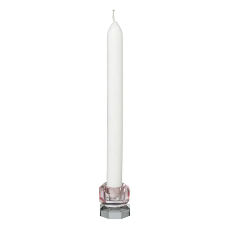Kandelaar kristal 2-laags - roze/grijs - 4x4x4 cm