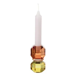 Kandelaar kristal - rood/geel - ø5.5x9 cm