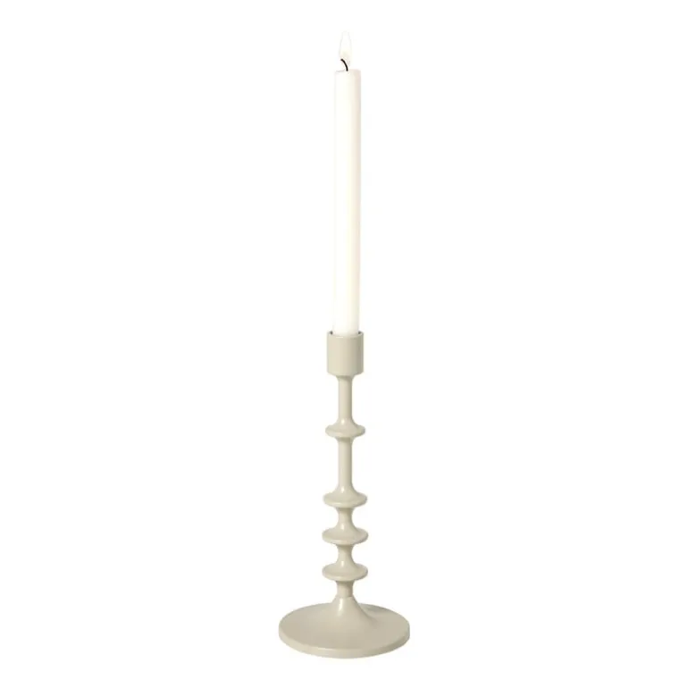 Kandelaar middel - beige - ø10x23.5 cm