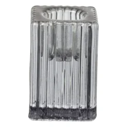 Kandelaar rib glas - grijs - 4x4x6 cm