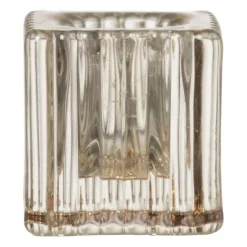 Kandelaar rib glas - helder - 4x4x4 cm