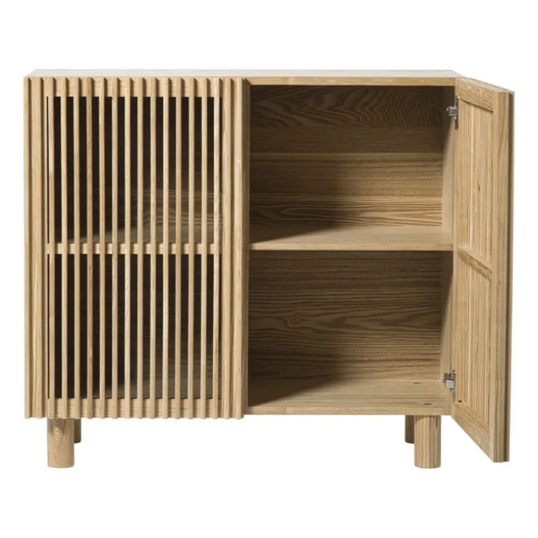 Kast Japandi met 2 deuren - bruin - 80x72x33 cm