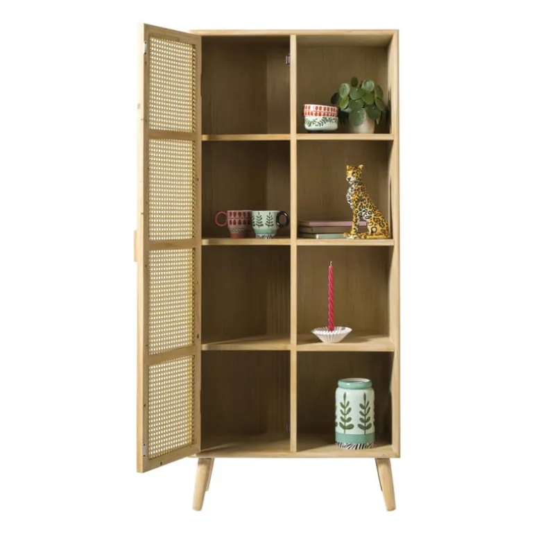 Kast Java met deurtje en vakken - bruin - 160x70x33.5 cm