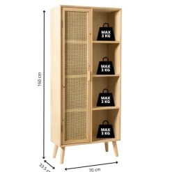 Kast Java met deurtje en vakken - bruin - 160x70x33.5 cm