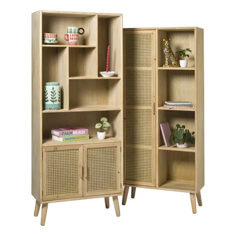 Kast Java met deurtje en vakken - bruin - 160x70x33.5 cm