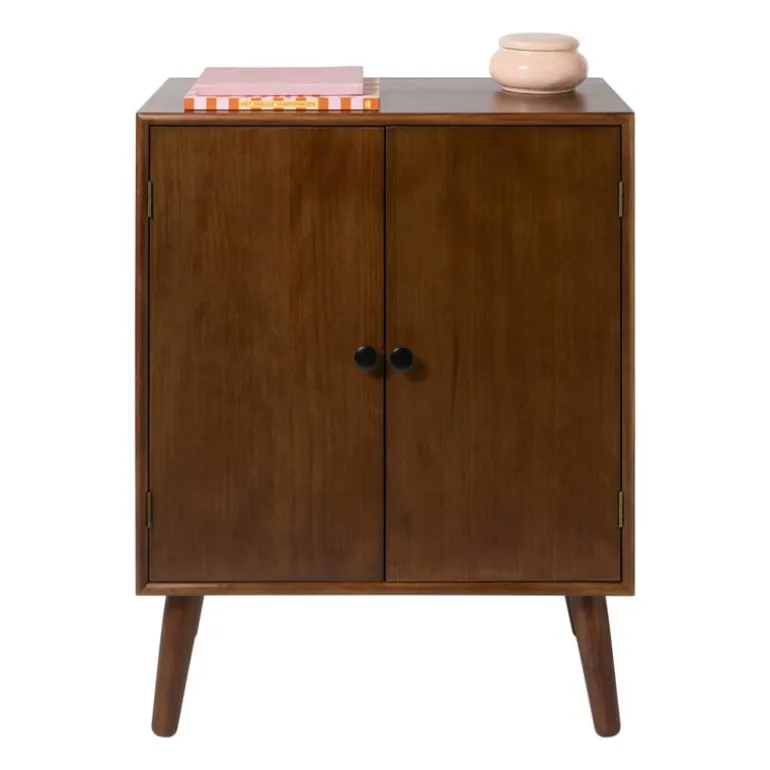 Kastje retro met 2 deuren - donkerbruin - 76x60x31.5 cm