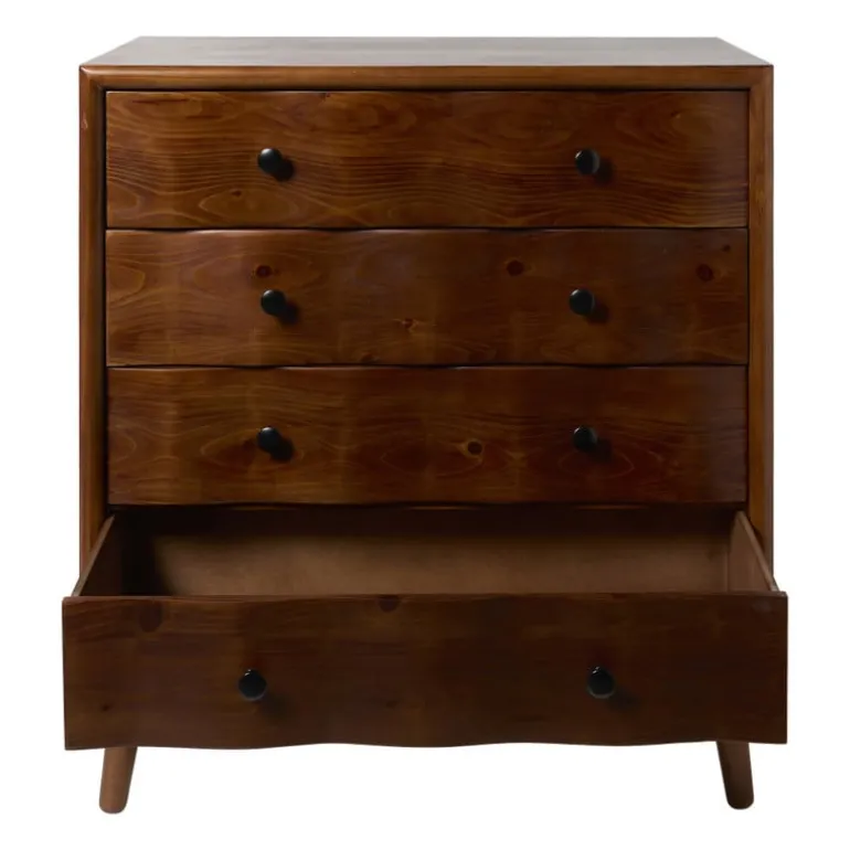 Kast retro met 4 lades - donkerbruin - 87.5x80x40.5 cm