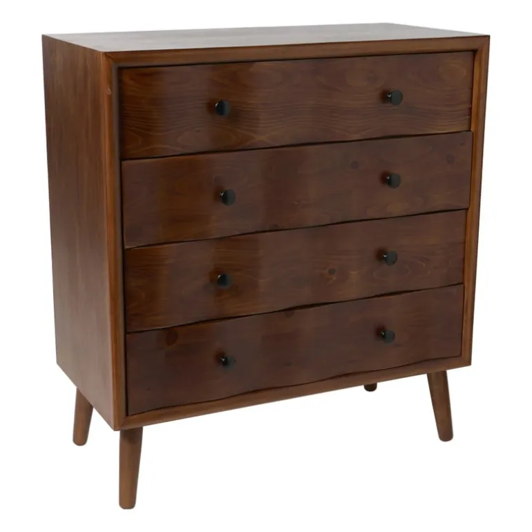 Kast retro met 4 lades - donkerbruin - 87.5x80x40.5 cm