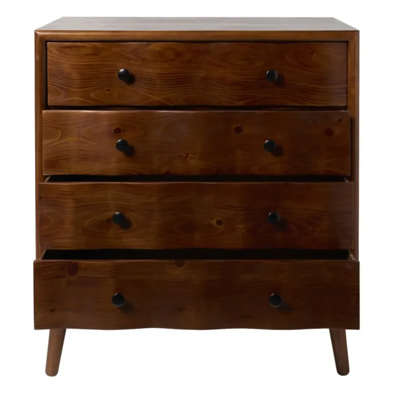 Kast retro met 4 lades - donkerbruin - 87.5x80x40.5 cm