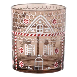 Kerst waxinelichthouder groot - bruin - ø9x10 cm