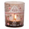 Kerst waxinelichthouder klein - bruin - ø7x8 cm