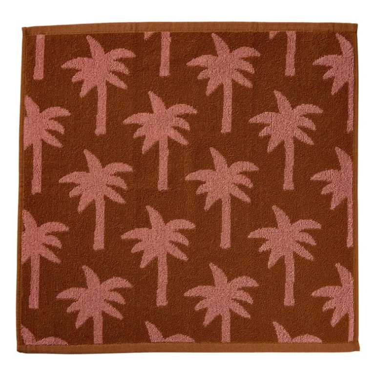 Keukendoek palmboom - roze/bruin - 50x50 cm