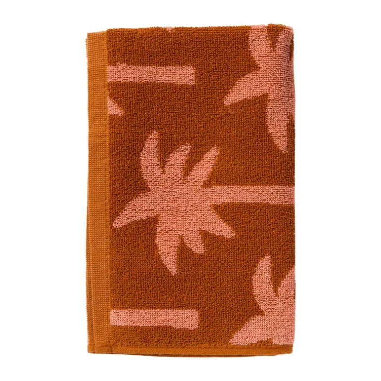 Keukendoek palmboom - roze/bruin - 50x50 cm