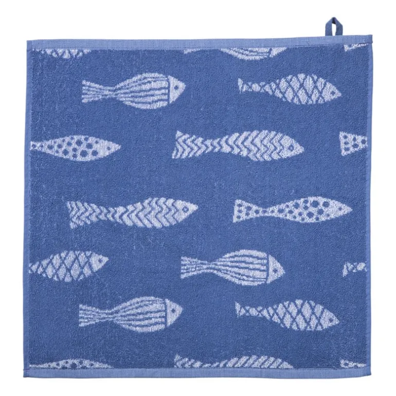 Keukendoek vissen - blauw/wit - 50x50 cm