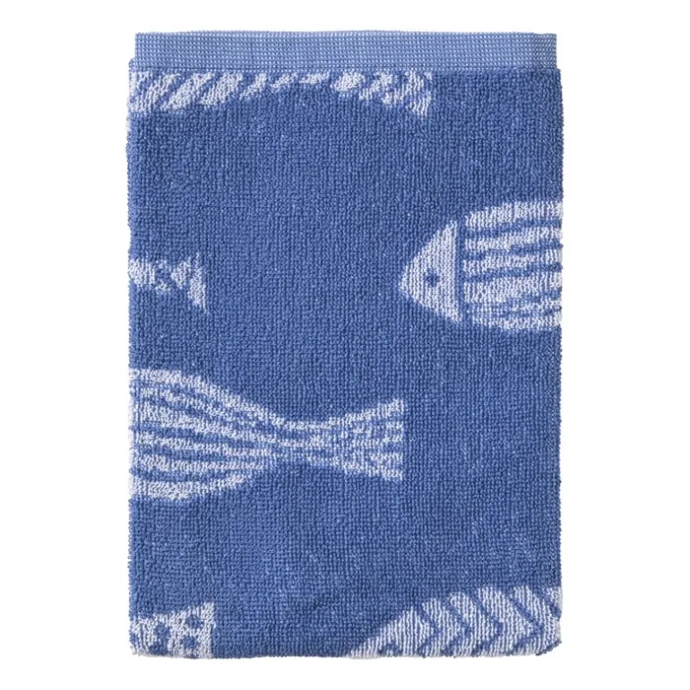 Keukendoek vissen - blauw/wit - 50x50 cm