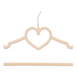 Kinder kledinghanger hart - vilt - beige - set van 5