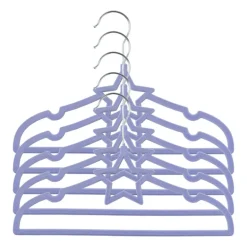 Kinder kledinghanger ster - vilt - paars - set van 5