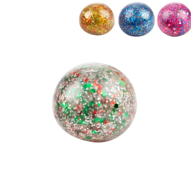 Knijpbal glitter - multikleur - diverse varianten