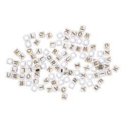 Kralen met letters - beige/goud - set van 100