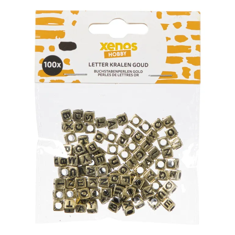 Kralen met letters - goud - set van 100