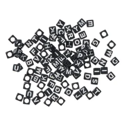 Kralen met letters - zwart - set van 100