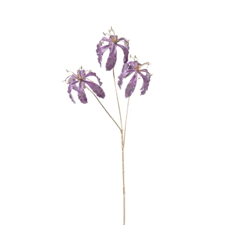 Kunstbloem gloriosa - goudkleurig/paars - 60 cm