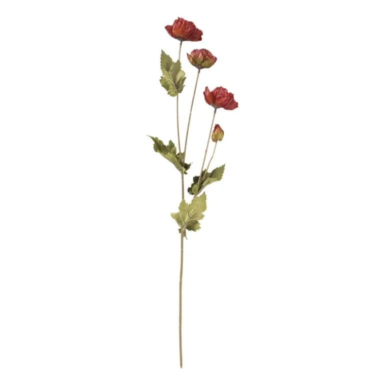 Kunstbloem klaproos - rood - 58 cm