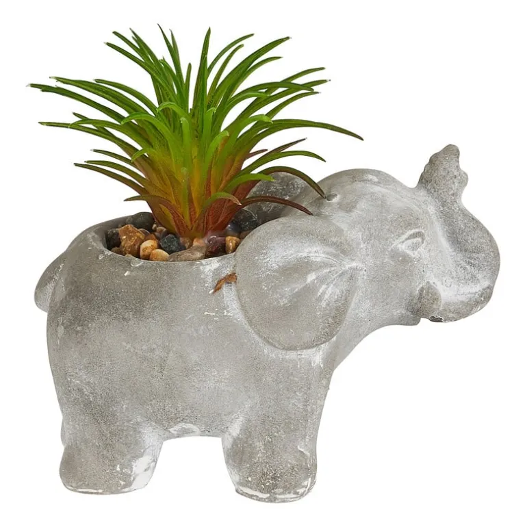 Kunstplantje in olifantje - diverse varianten - 5.5x9x7 cm