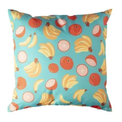 Kussen banaan & manderijn - blauw/geel - 45x45 cm