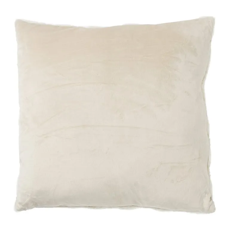 Kussen geblokt teddy - beige - 45x45 cm