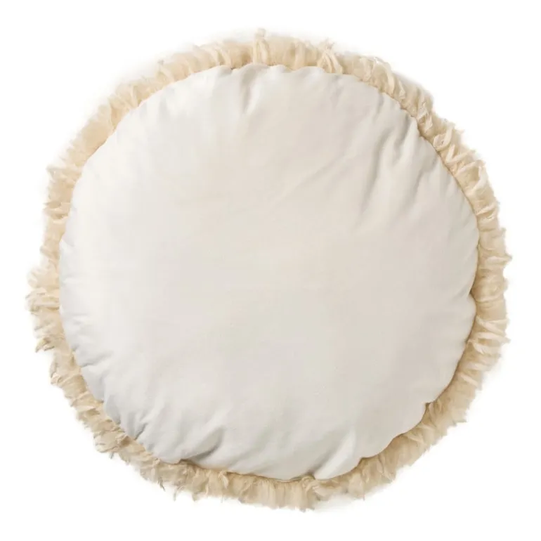 Kussen harig rond - beige - ø40 cm