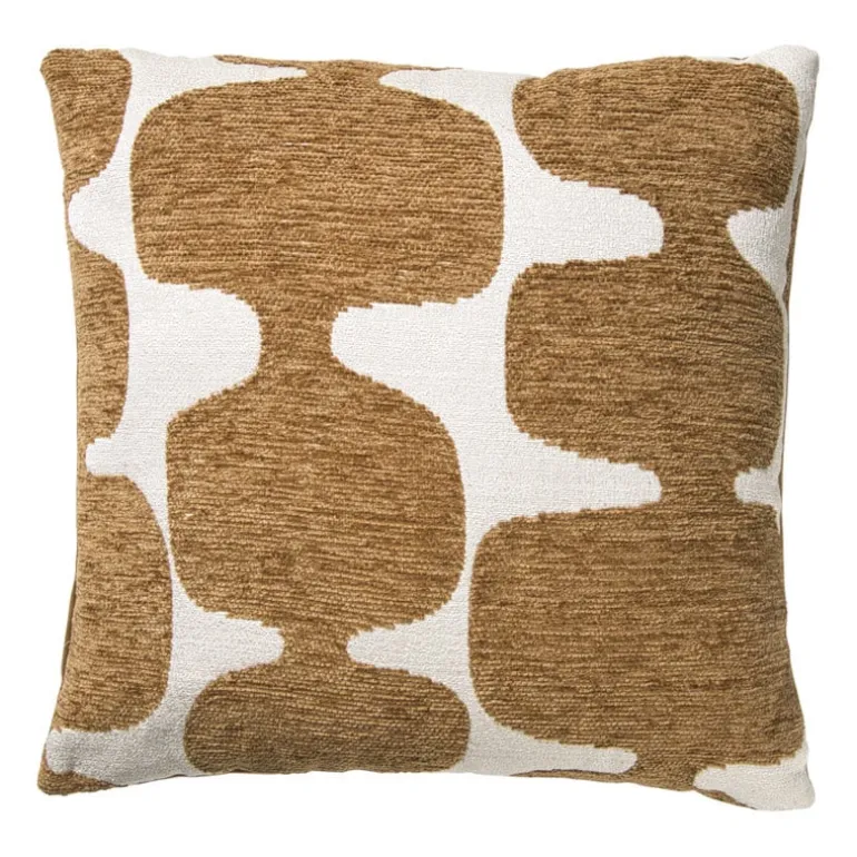 Kussen jacquard organisch - bruin/wit - 45x45 cm