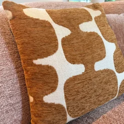 Kussen jacquard organisch - bruin/wit - 45x45 cm