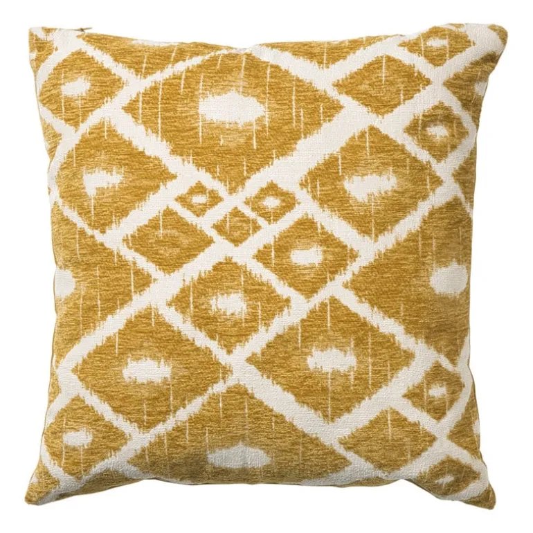 Kussen jacquard ruit - geel - 45x45 cm