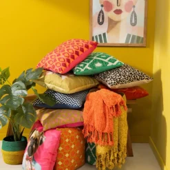 Kussen jacquard ruit - groen - 45x45 cm