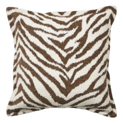 Kussen jacquard zebra - bruin/wit - 45x45 cm