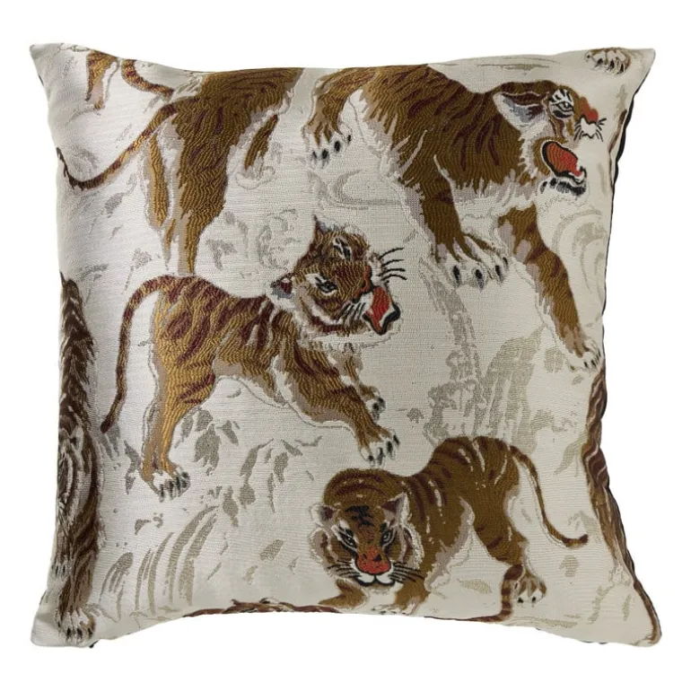 Kussen tijger metallic - zilverkleurig - 45x45 cm