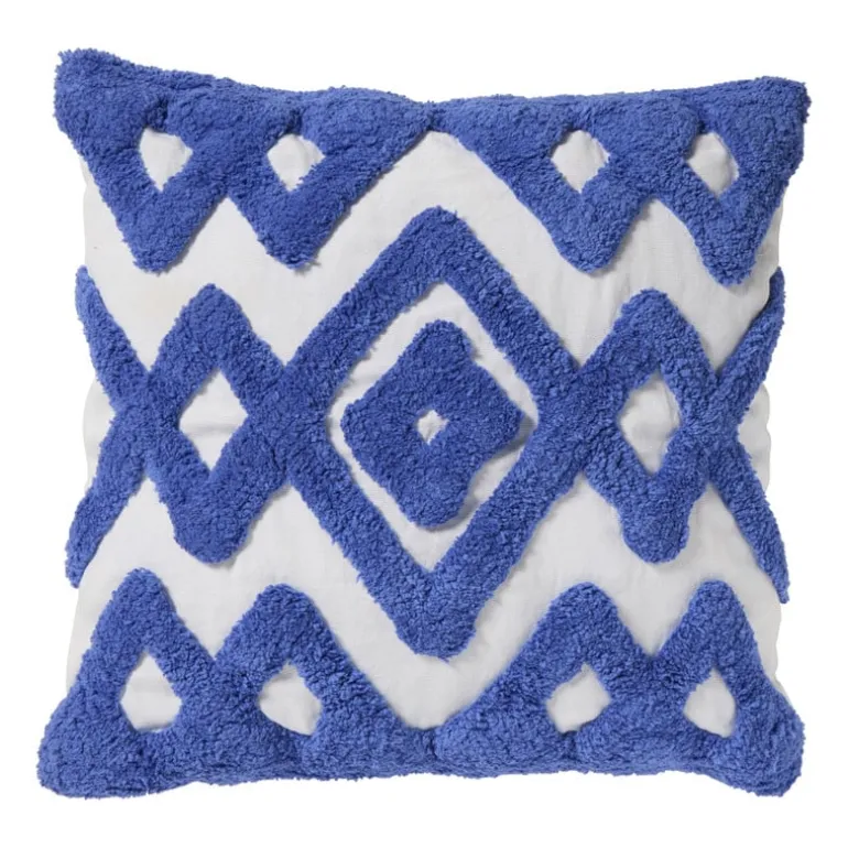 Kussen tufted - blauw - 45x45 cm