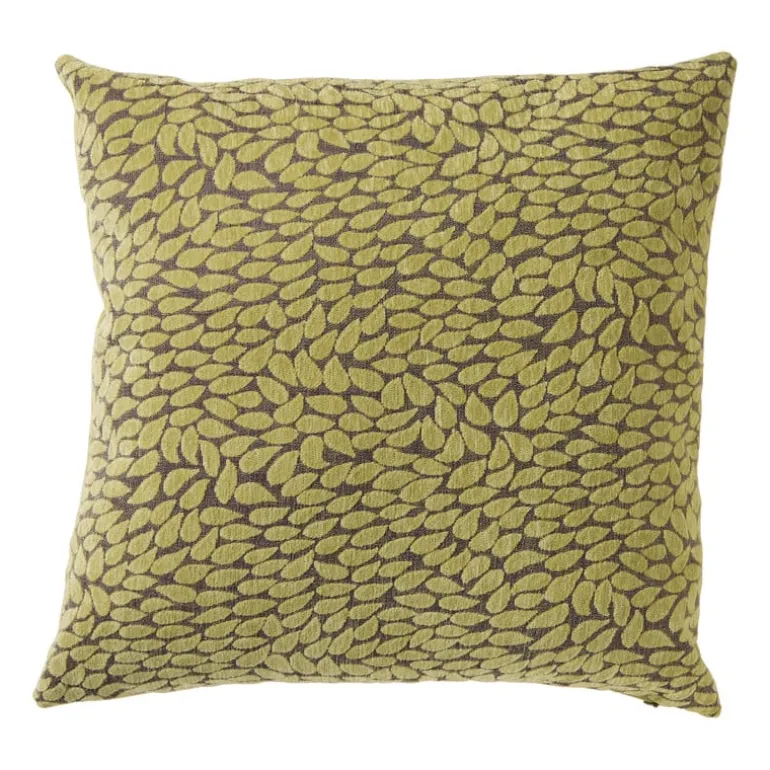 Kussen velvet bladeren - geel - 45x45 cm