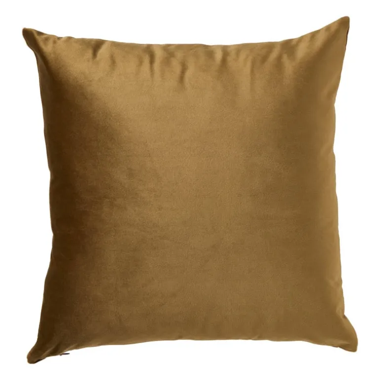 Kussen velvet geblokt - bruin - 45x45 cm