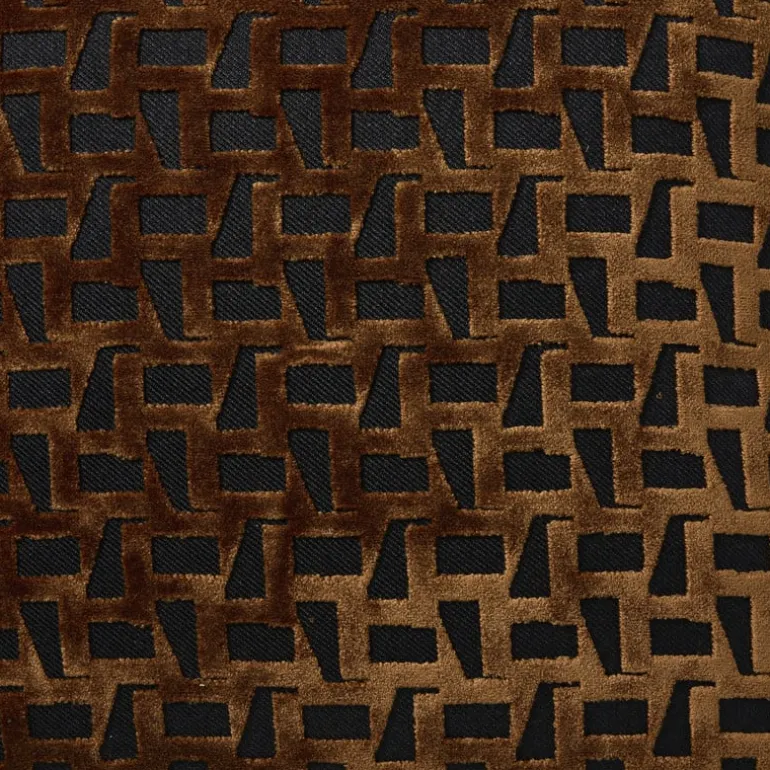 Kussen velvet geblokt - bruin - 45x45 cm