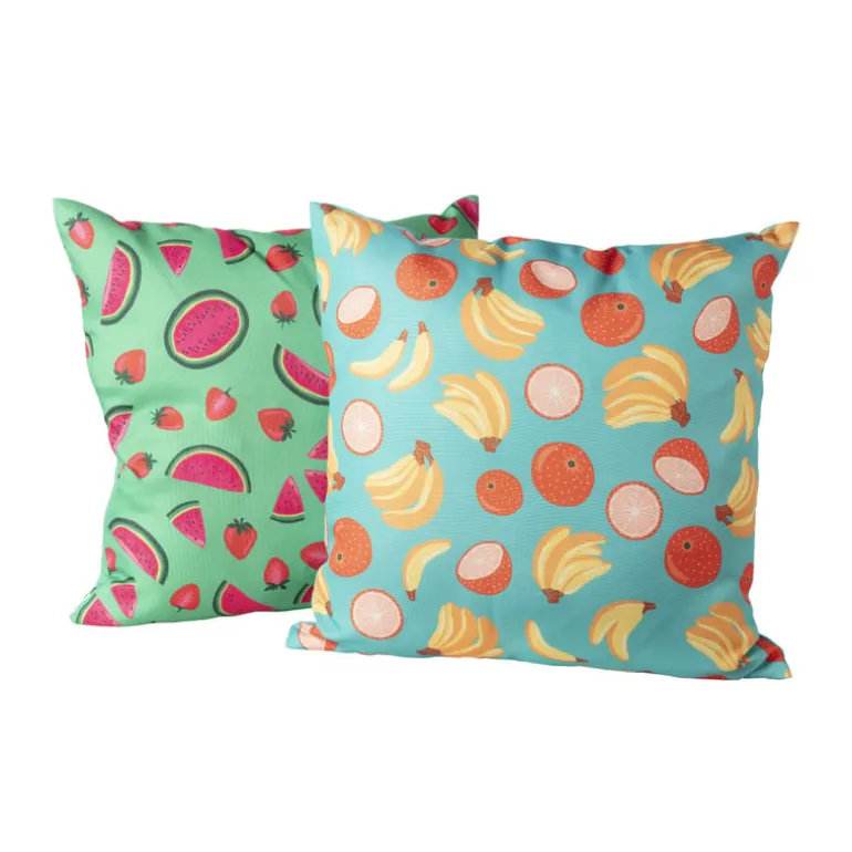 Kussen watermeloen & aardbei - groen/roze - 45x45 cm