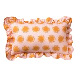 Kussen zonnetjes - roze/oranje - 30x50 cm